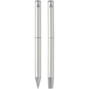 Ensemble-cadeau stylo bille et stylo roller Lucetto en aluminium recyclé (encre noire) 13