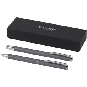 Ensemble-cadeau stylo bille et stylo roller Lucetto en aluminium recyclé (encre noire) 3