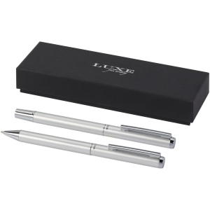 Ensemble-cadeau stylo bille et stylo roller Lucetto en aluminium recyclé (encre noire) 4