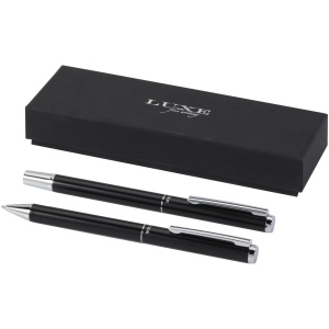Ensemble-cadeau stylo bille et stylo roller Lucetto en aluminium recyclé (encre noire) 2
