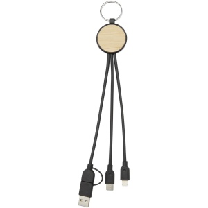 Câble de recharge Tecta 6-en-1 en plastique recyclé/bambou avec porte-clés 3