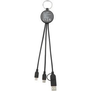 Câble de recharge Tecta 6-en-1 en plastique recyclé/bambou avec porte-clés 5