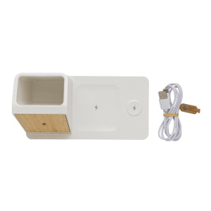Chargeur 15W Ontario 3 en 1 plastique recyclé RCS et bambou 8