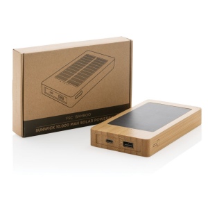 Batterie de secours solaire 10.000mAh en bambou Sunwick 11