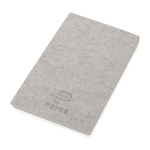 Cahier A5 en feutre recyclé certifié GRS Phrase 19