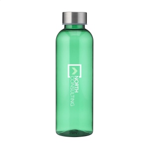 Cette bouteille d'eau est composée à 100% de RPET et est dotée d'un bouchon à vis anti-fuite en acier inoxydable 10