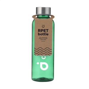 Cette bouteille d'eau est composée à 100% de RPET et est dotée d'un bouchon à vis anti-fuite en acier inoxydable 3