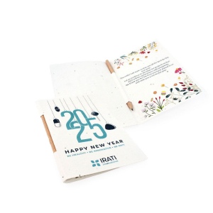 Carte voeux papier graines et crayon bois 3