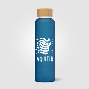 Lucerne - 590 ml Bouteille en verre borosilicate givré avec couvercle en bambou (+Sérigraphie) 2