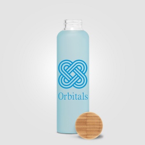 Lucerne - 590 ml Bouteille en verre borosilicate givré avec couvercle en bambou (+Sérigraphie) 3