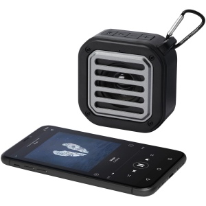 Haut-parleur solaire Bluetooth® Solo de 3 W IPX5 en plastique recyclé certifié RCS avec mousqueton 7