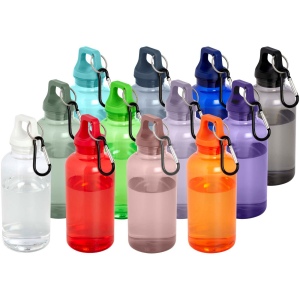 Bouteille d'eau Oregon de 400 ml en plastique recyclé avec mousqueton 50