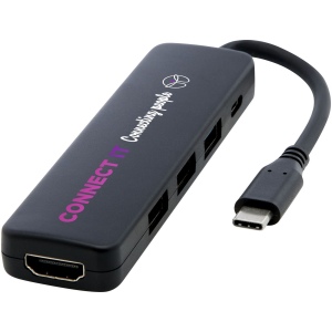 Adaptateur multimédia en plastique recyclé Loop RCS USB 2.0-3.0 avec port HDMI 4