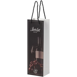 Sac de bouteille de vin en papier 170 g/m2 integra fait à la main avec poignées torsadées en plastique, 12 x 9 x 37 cm 3