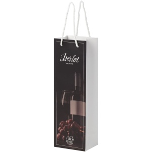 Sac de bouteille de vin en papier 170 g/m2 integra fait à la main avec poignées torsadées en plastique, 12 x 9 x 37 cm 2
