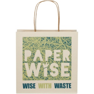 Sac en papier fabriqué à partir d déchets agricoles 150 g/m2 avec poignées torsadées, 24 x 9 x 24 cm 3