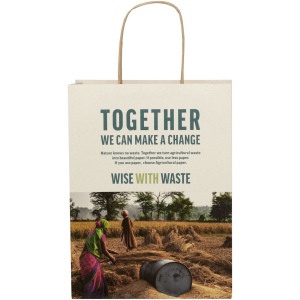 Sac en papier fabriqué à partir de déchets agricoles 150 g/m2 avec poignées torsadées, 24 x 9 x 32 cm 3