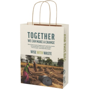 Sac en papier fabriqué à partir de déchets agricoles 150 g/m2 avec poignées torsadées, 24 x 9 x 32 cm 2