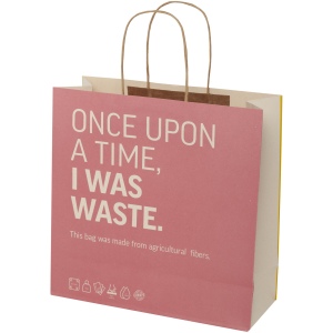Sac en papier fabriqué à partir de déchets agricoles 150 g/m2 avec poignées torsadées, 31 x 12 x 31 cm