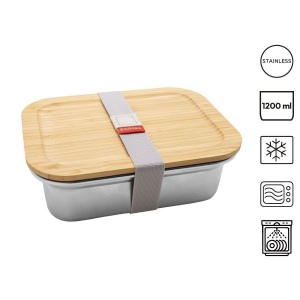 Bento 'Osaka', inox pour micro-onde, avec couvercle en bambou