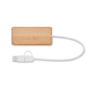 Hub USB 3 ports en bambou - HUBBAM 3
