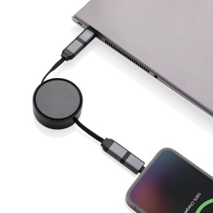 Câble 45W rétractable 6 en 1 en aluminium recyclé Terra RCS 8