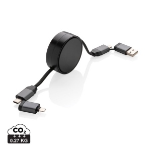 Câble 45W rétractable 6 en 1 en aluminium recyclé Terra RCS 2
