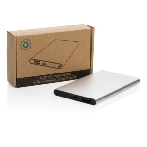 Powerbank 4000mAh en plastique recyclé/aluminium RCS 31