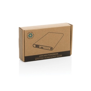 Powerbank 4000mAh en plastique recyclé/aluminium RCS 32
