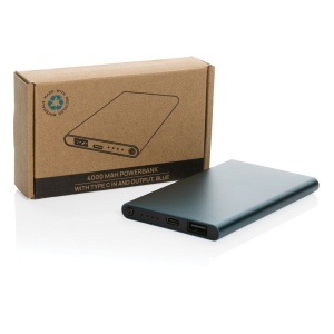 Powerbank 4000mAh en plastique recyclé/aluminium RCS 40