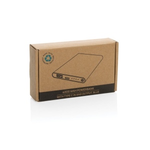 Powerbank 4000mAh en plastique recyclé/aluminium RCS 41