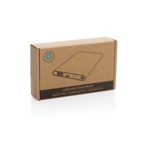 Powerbank 4000mAh en plastique recyclé/aluminium RCS 14