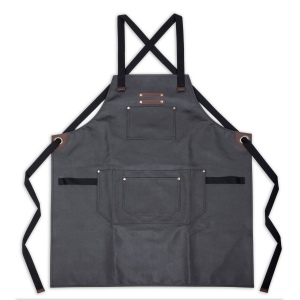Tablier en toile enduite et cuir
