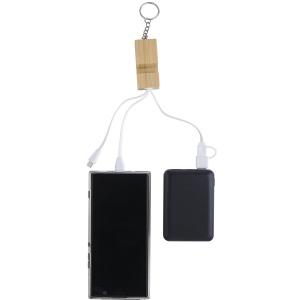 Porte-clés câble de charge en bambou Sutton 4