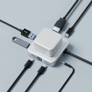 CUBBI - Hub de charge 7-en-1 USB-A, USB-C, HDMI et audio 7
