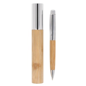 Stylo-bille en métal bambou dans un tube 3