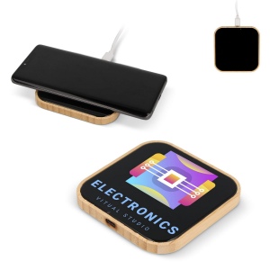 Chargeur sans fil bambou et verre 10W