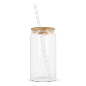 Verre avec couvercle en bambou et paille 450 ml 3