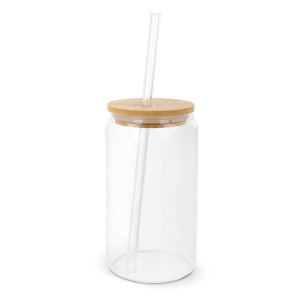 Verre avec couvercle en bambou et paille 450 ml 2
