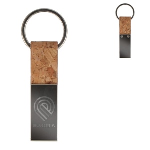 Porte-clés rectangulaire en liège et métal
