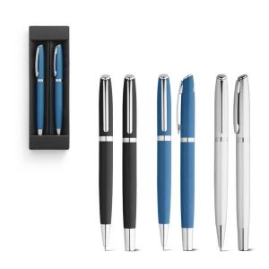 RE-LANDO-SET. Set rollet et stylo bille avec corps en aluminium recyclé (100% rAL)