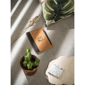 VICENTE. Carnet B6 en liège et polyester recyclé (100% rPET) avec stylo bille 4