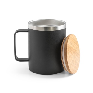 LAUDA. Mug en acier inoxydable recyclé à 90% avec couvercle en bambou 420 mL 8