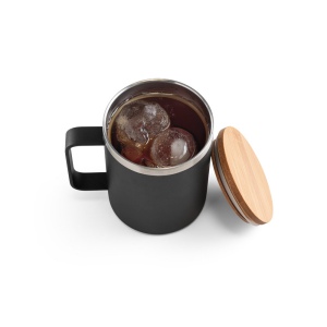 LAUDA. Mug en acier inoxydable recyclé à 90% avec couvercle en bambou 420 mL 9