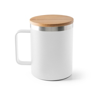 LAUDA. Mug en acier inoxydable recyclé à 90% avec couvercle en bambou 420 mL 11