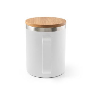 LAUDA. Mug en acier inoxydable recyclé à 90% avec couvercle en bambou 420 mL 12