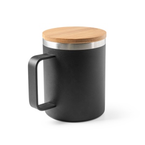 LAUDA. Mug en acier inoxydable recyclé à 90% avec couvercle en bambou 420 mL 2