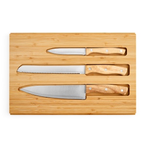 Planche à découper Brancusi en bambou avec couteaux de cuisine 12