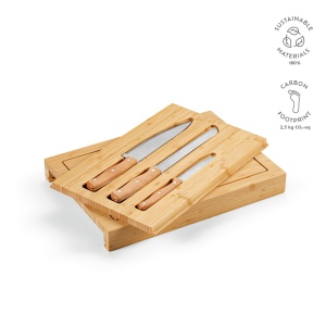 Planche à découper Brancusi en bambou avec couteaux de cuisine 2