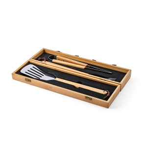 Set barbecue Turner bambou,mallette: pince, fourchette et spatule 6